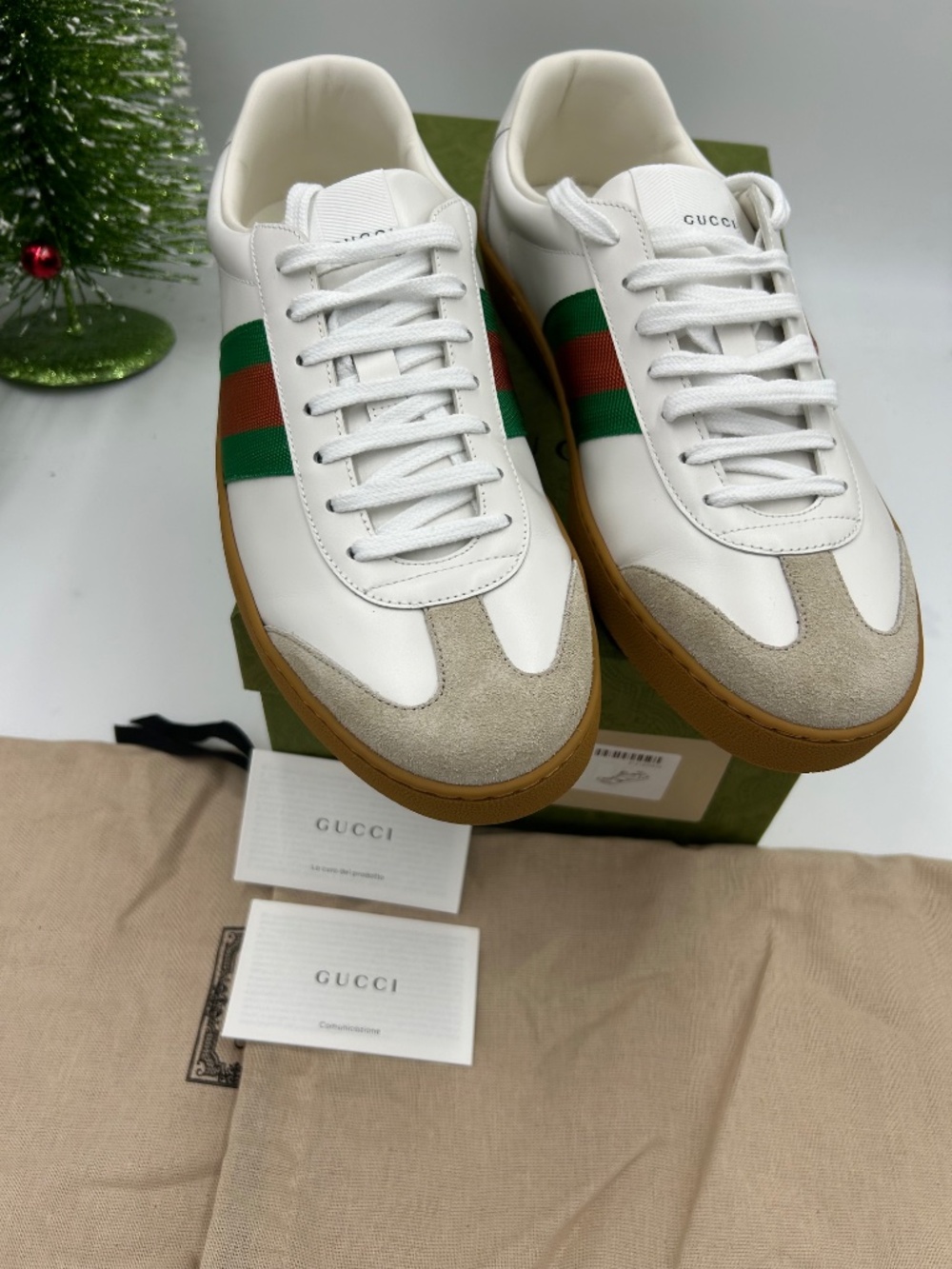 Men’s Gucci G 74 Leather/Suede Web Stripe Sneakers. Size 10. Made in Italy. - Picture 5 of 11